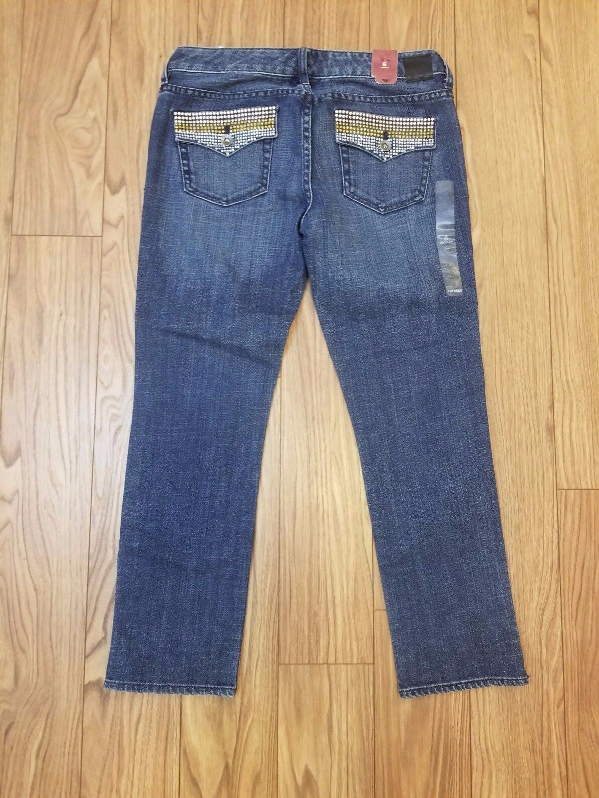 Express X2 Women's Slim w10 Ankle Length Low Rise Embellished Jeans Size 6