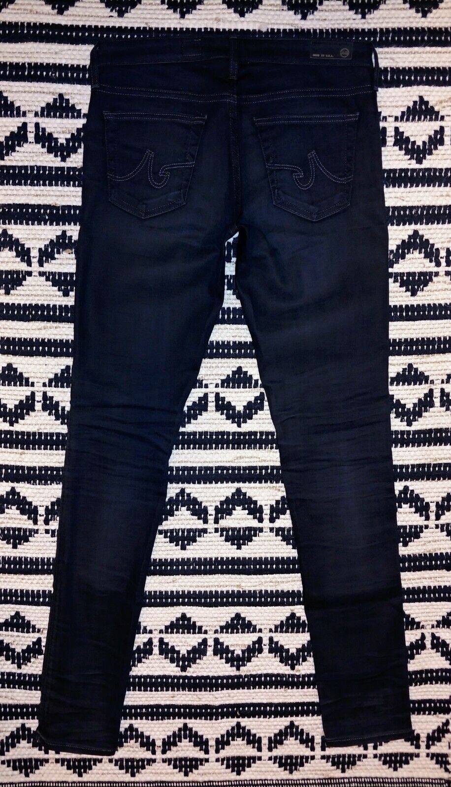 AG Adriano Goldschmied Preloved The Super Skinny Legging Black Hawk Coated Denim Size 27