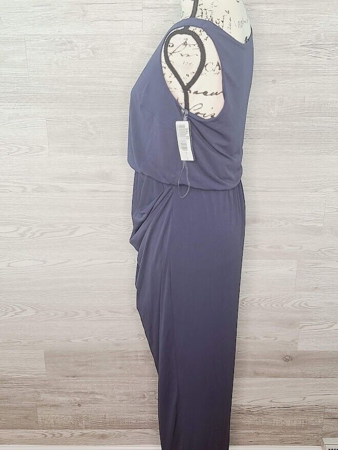 INC Women's Navy Asymmetrical Scoop Neck Sleeveless Midi Dress Size Medium