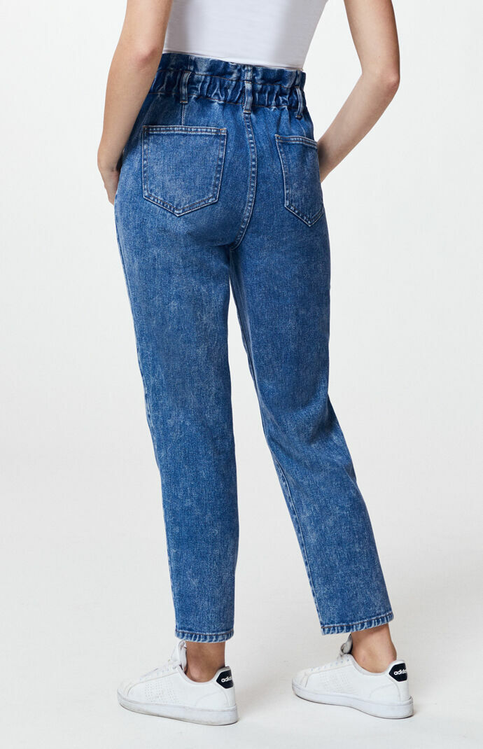 PacSun L.A. Women's Cinched Blue High-Rise Paperbag Mom Jeans Size 25