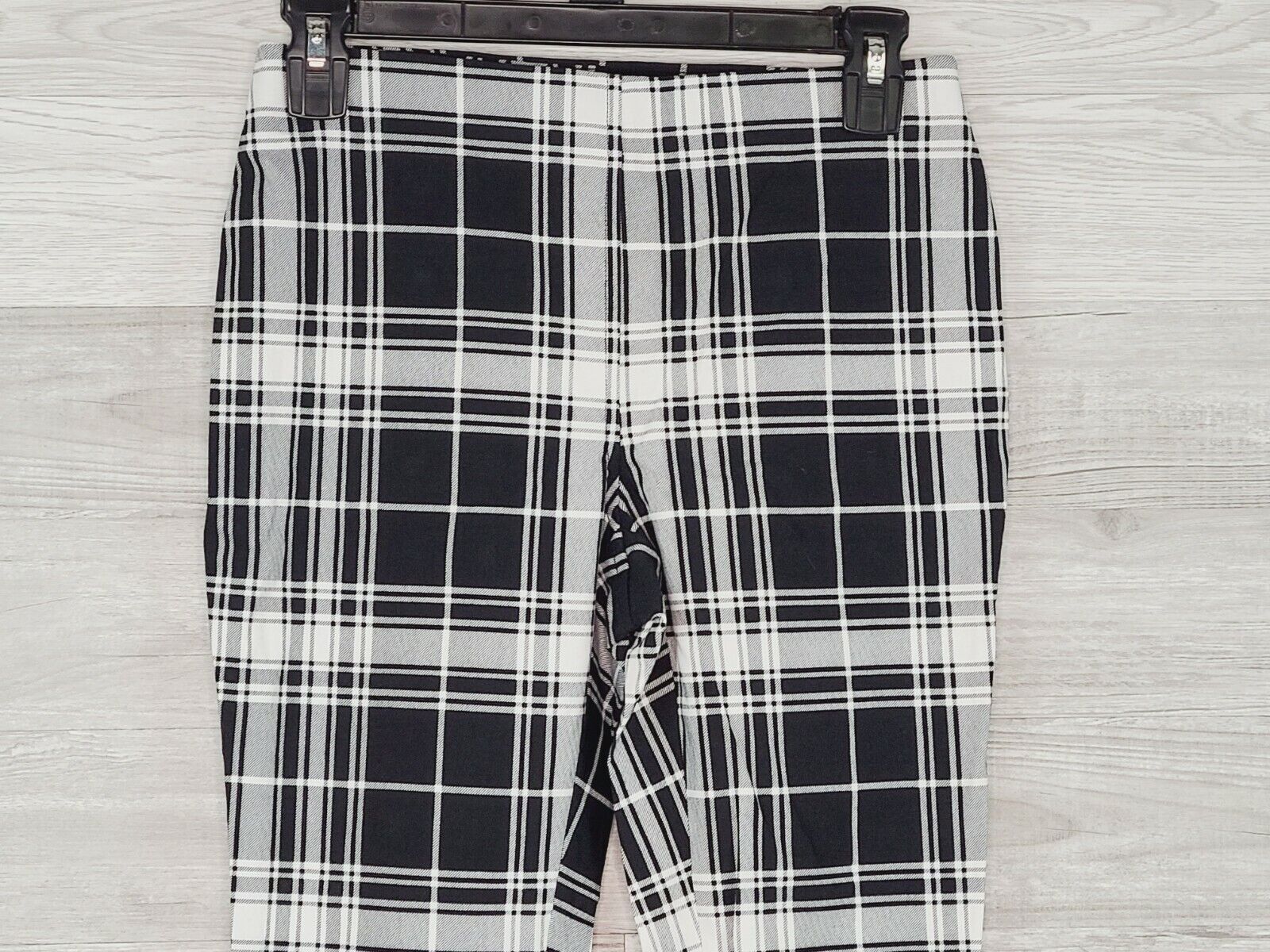 Maison Jules Women's Black & White Plaid Pull-On Ponte Knit Pants Size Small