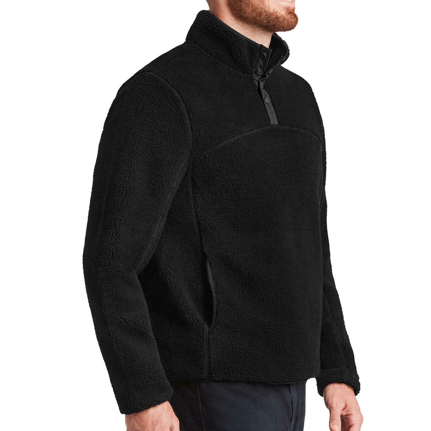 Member's Mark Men's Black Long Sleeve Pullover Soft Alpine Sherpa Size Small