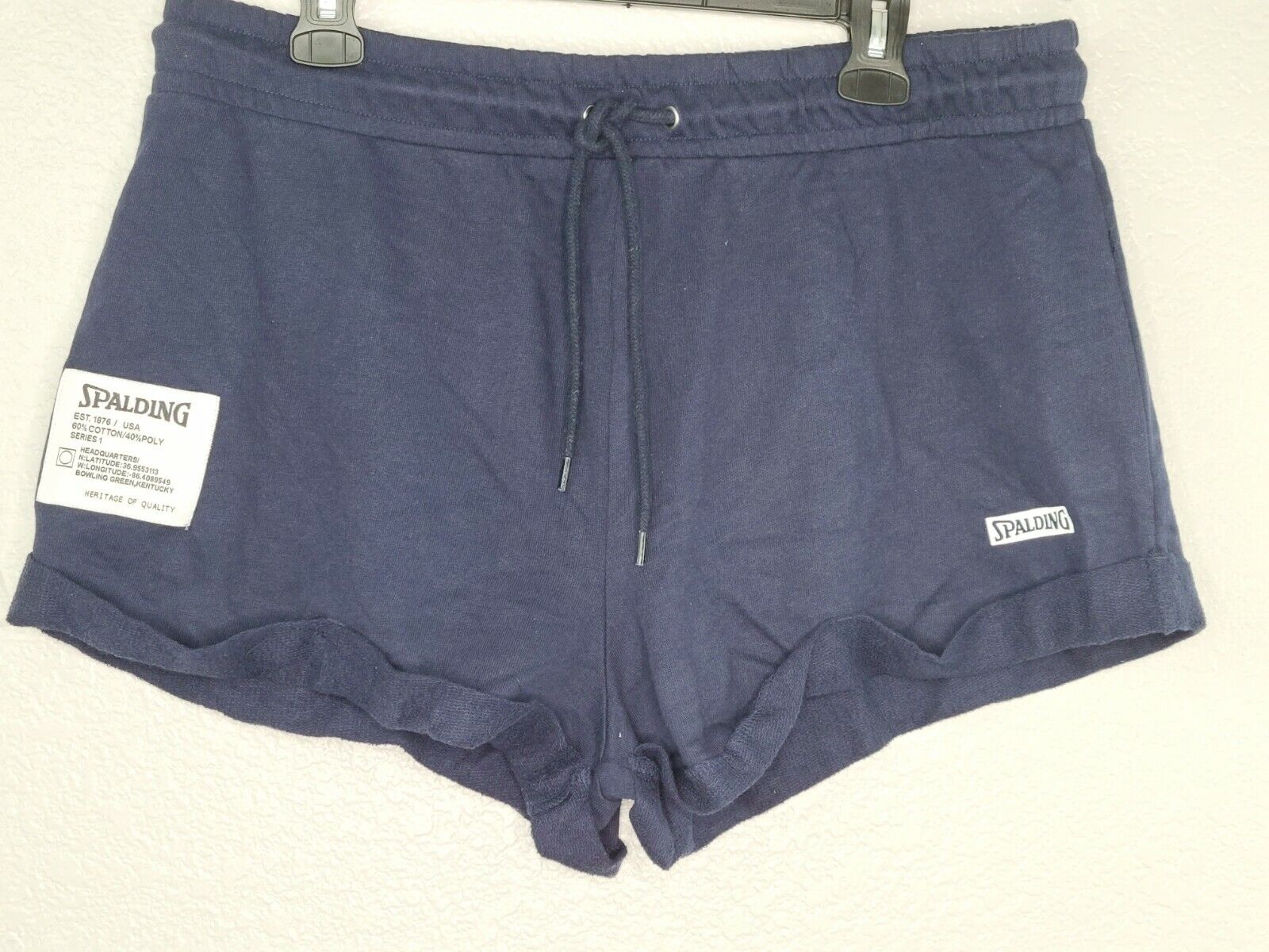 Spalding Women's Navy Blue Athletic Lounge Patch Shorts Size Small