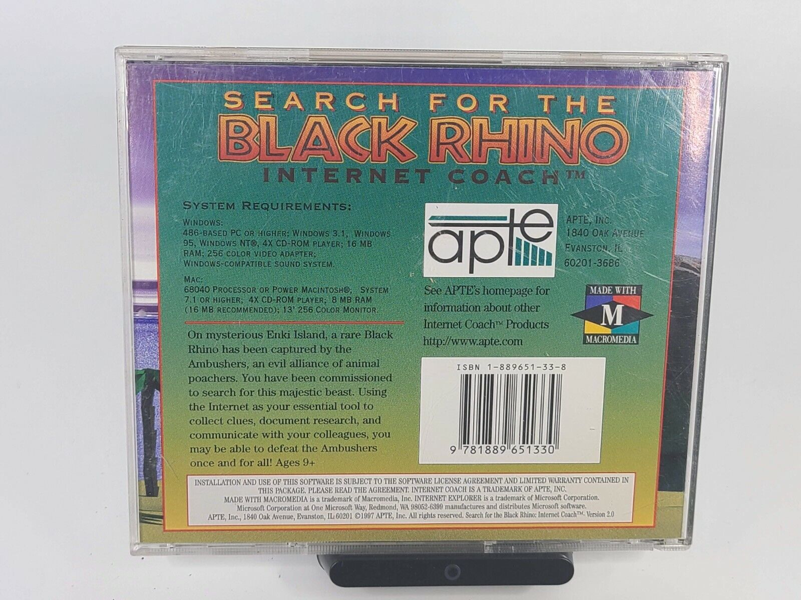 Search For The Black Rhino: The Internet Coach 1997 APTE MAC/WIN V. 2.0 - Pre-Owned