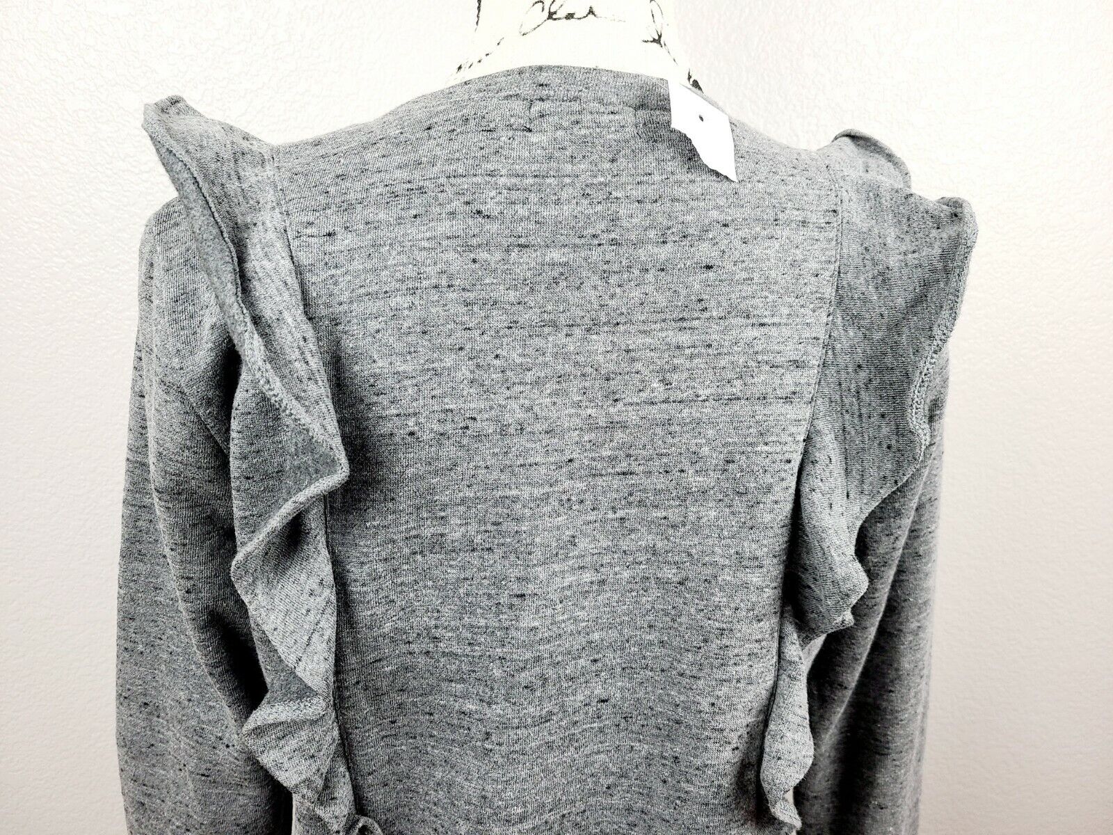 J Crew Mercantile Women's Gray Ruffle Crew Neck Long Sleeve Pullover Size Small