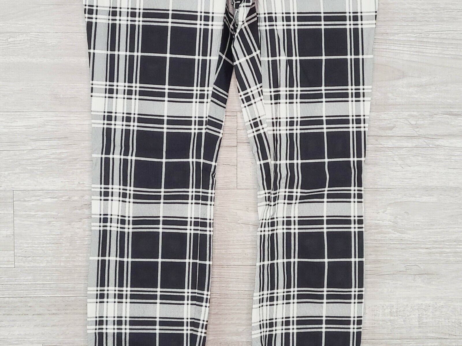 Maison Jules Women's Black & White Plaid Pull-On Ponte Knit Pants Size Small