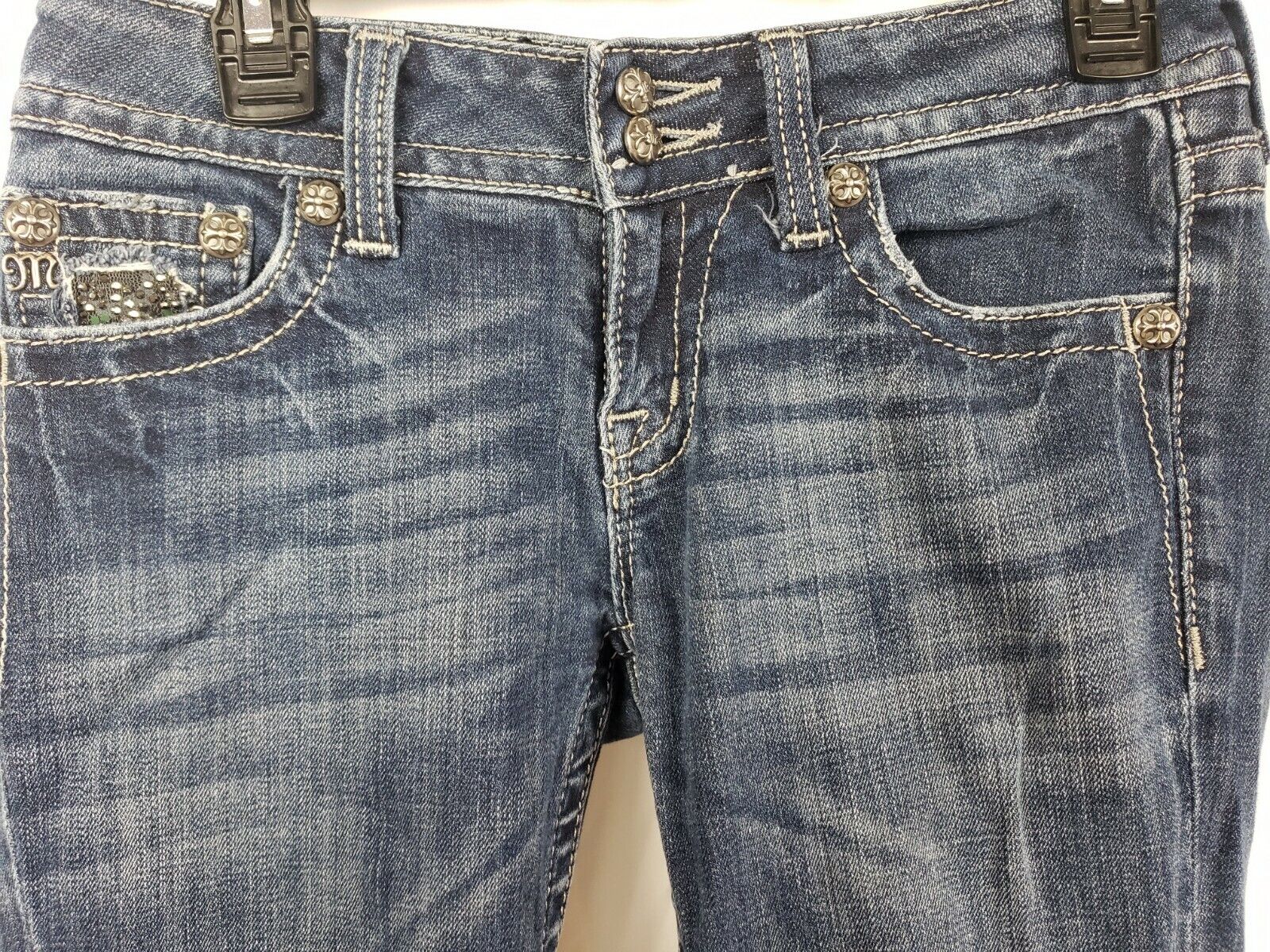 Miss Me Women's Preloved Bootcut Low Rise Medium Wash Denim Jeans Size 28