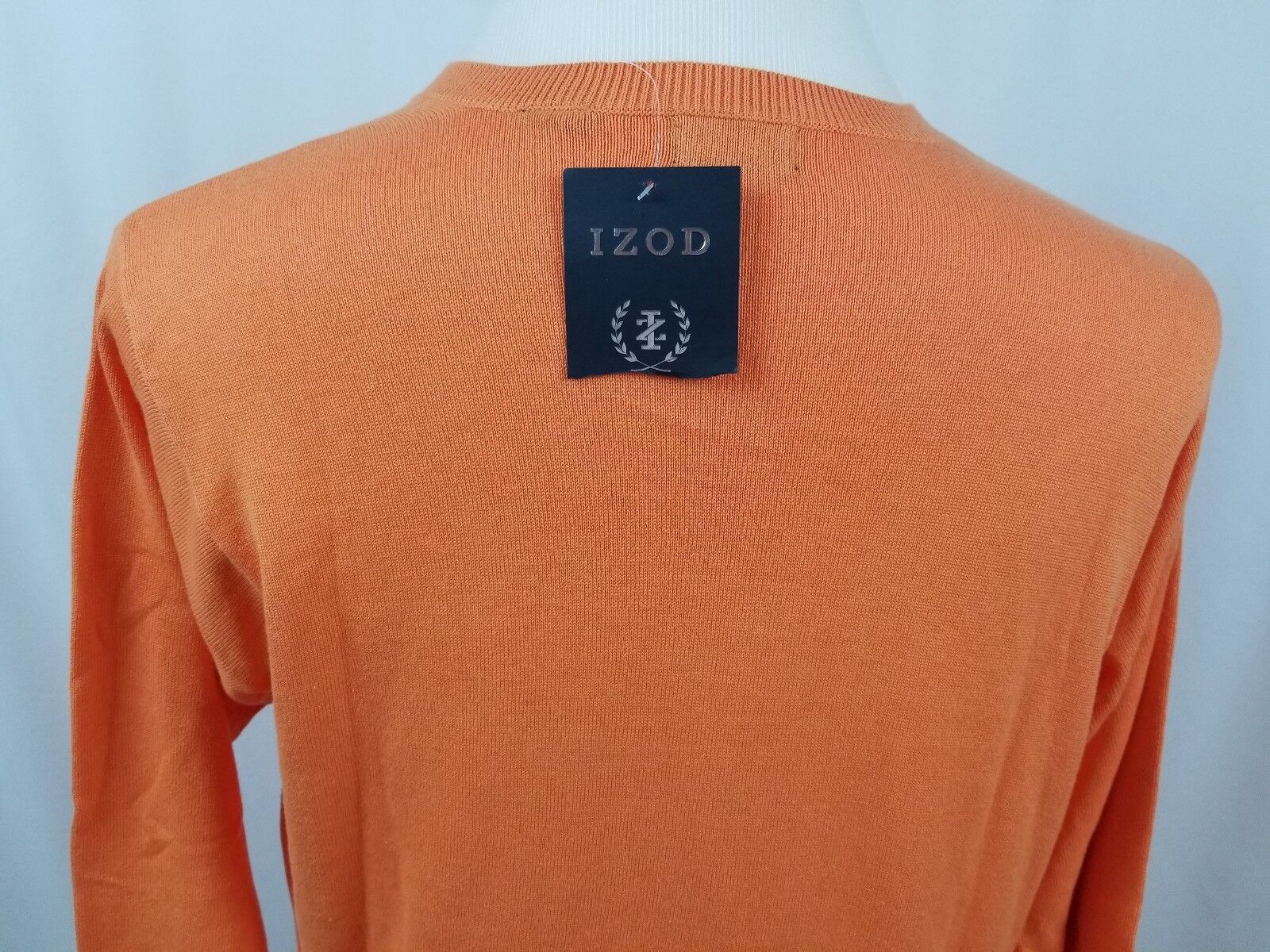 IZOD Men's Long Sleeve Pullover Sweater V-Neck Orange Size Medium