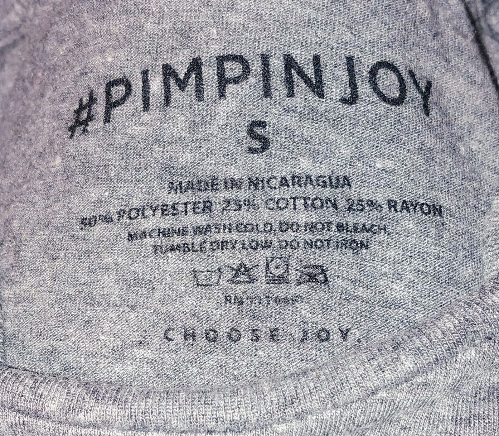 PIMPIN JOY Women's Preloved Heather Grey Tee Shirt Size Small