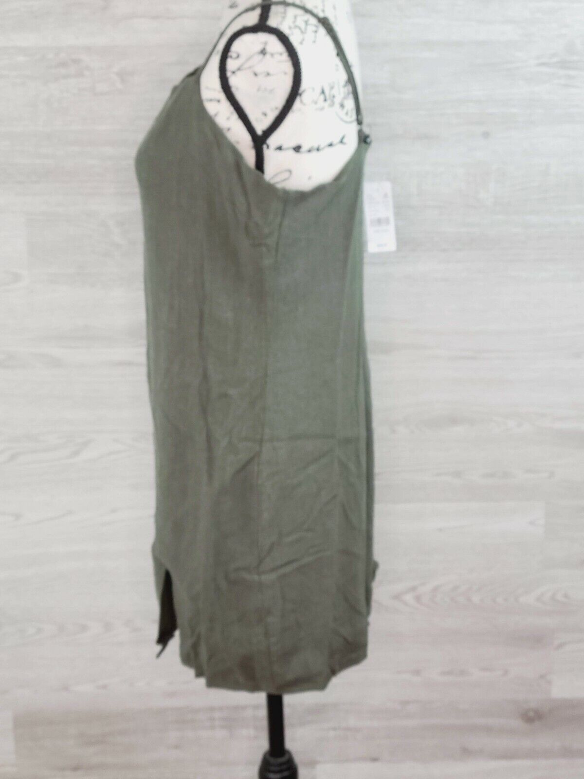 Kendall & Kylie Women's Olive Green Slit Linen Mini Dress Size Large