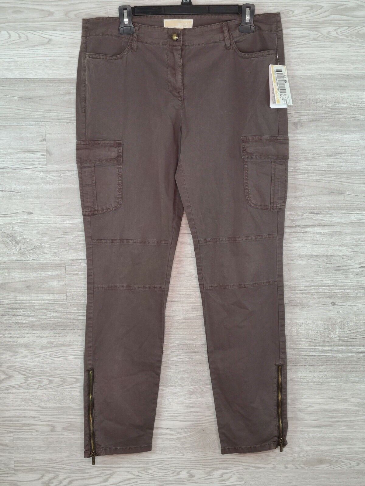 Michael Kors Women's Dark Olive/Gray Zip Ankle Mid-Rise Cargo Pants Size 8