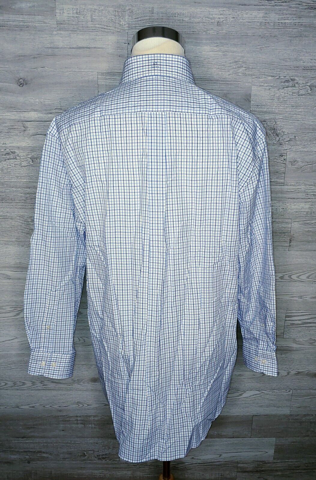 Kenneth Roberts Men's Platinum 80's 2 Ply Cotton Blue Plaid Dress Shirt Size 17  32/33