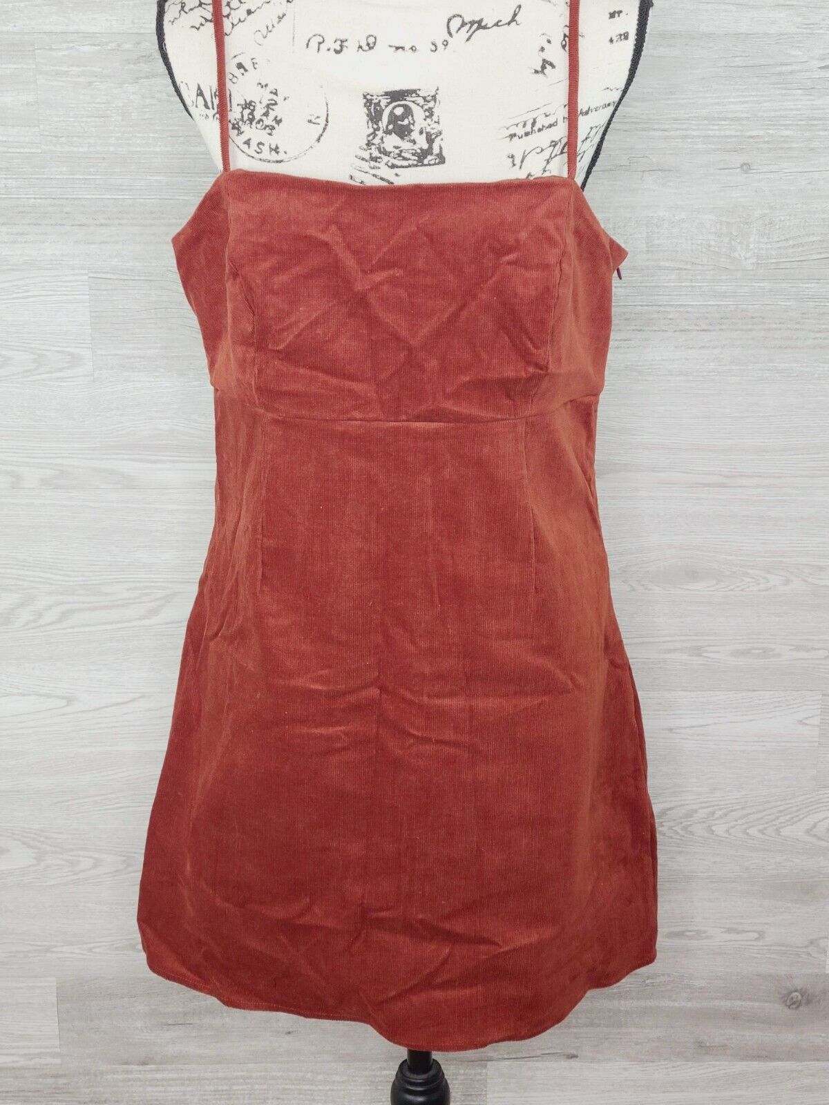 Lottie Moss Pacsun Women's Rust Corduroy Thin Strap Size Zip Dress Size XL