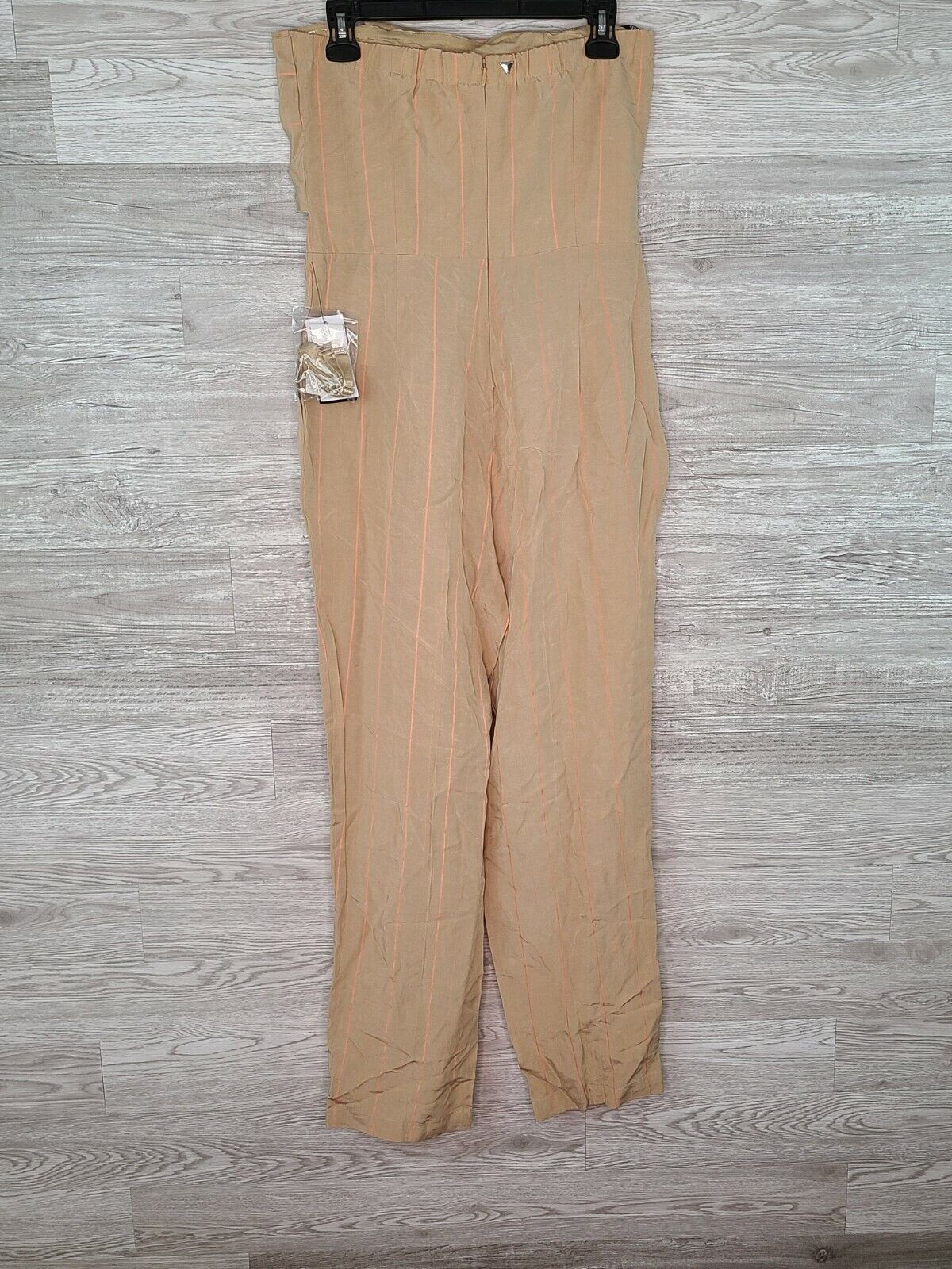 Guess Women's Evelina Beige Strapless Jumpsuit Overall with Bow Size Medium