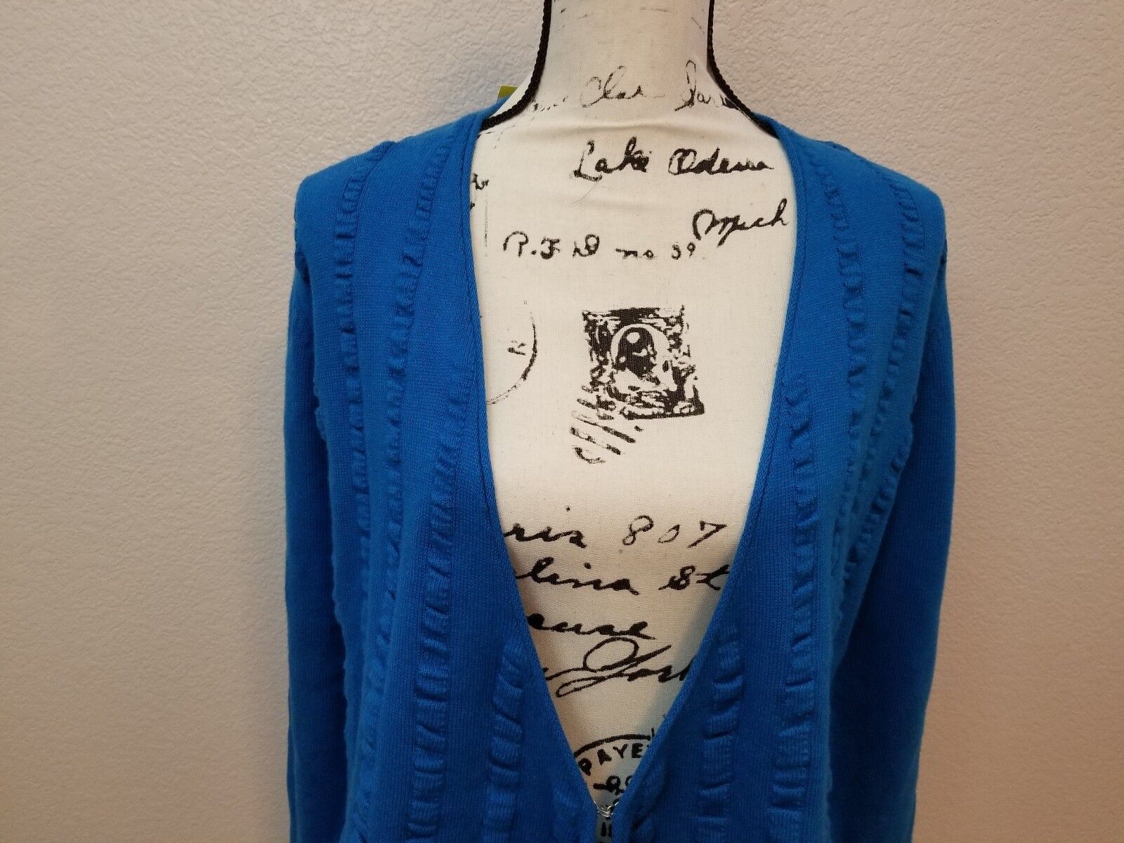 Anne Klein Women's Casual Long Sleeve Sweater Cardigan Blue Size Medium