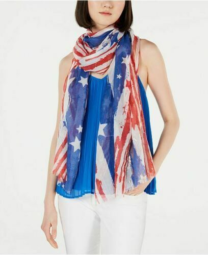 Collection Eighteen Women's Red, White & Blue Brushed Stars & Stripes Scarf