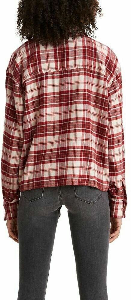 Levi's Women's Maple Cotton Plaid Red Long Sleeve Flannel Shirt Size 2XL