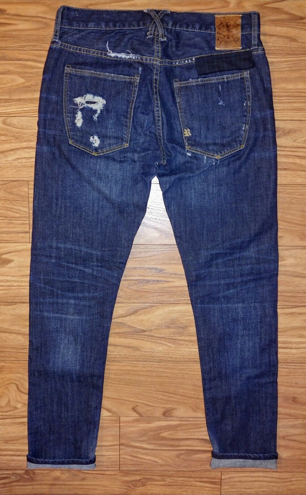 Ralph Lauren Preloved Rugby Distressed Repaired Boyfriend Dark Wash Denim Jeans Size 25