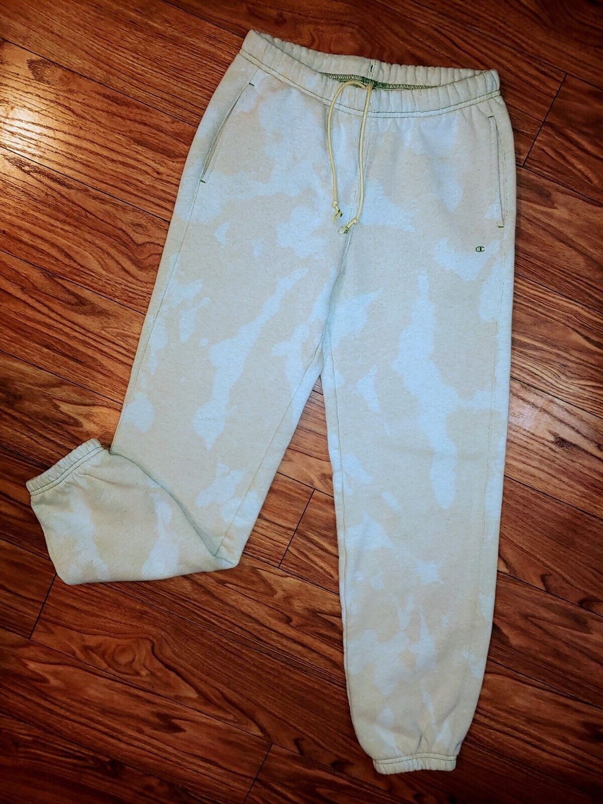 Champion Preloved Reverse Weave Camo Tie Dye Tan & Cream Sweatpants Fleece Joggers Size XS