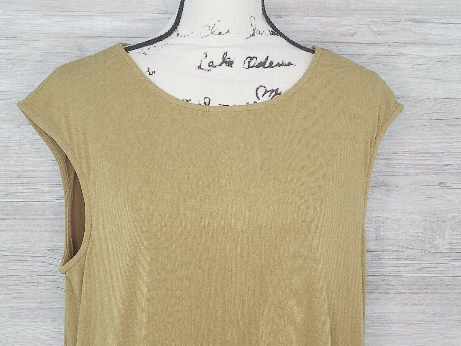 Alfani Women's Olive Green Sleeveless Asymmetric Hem Blouse Size Large