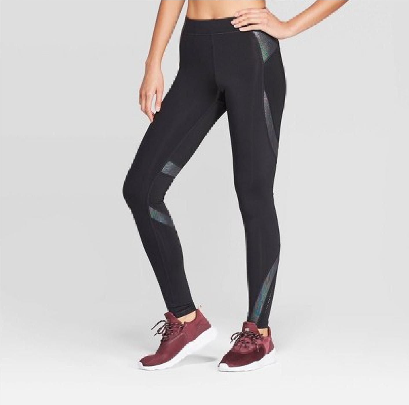 Champion C9 Duo Dry Women's Black Running Iridescent Reflective Legging