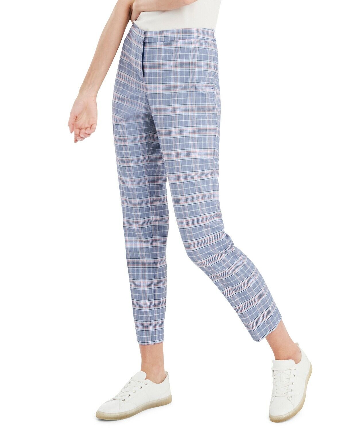 Riley & Rae Women's Preloved Blue and Red Glen Plaid Slim Pants Trousers Size 4