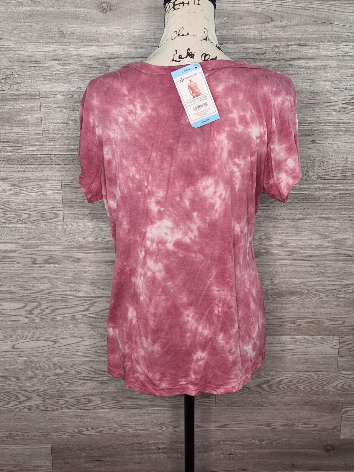 Member's Mark Women's Rose Luxe Tie Dye Soft Relaxed Fit Short Sleeve Tee Large