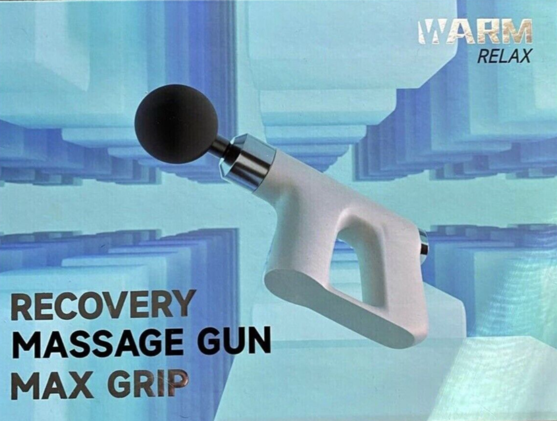 Warm Relax Max Grip Recovery Massage Gun with 4 Interchangeable Heads