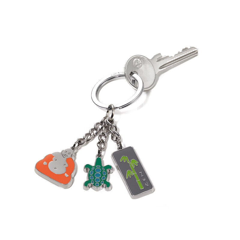 Troika Zen Feeling Buddha/Turtle & Bamboo Charm Keyring Key Chain