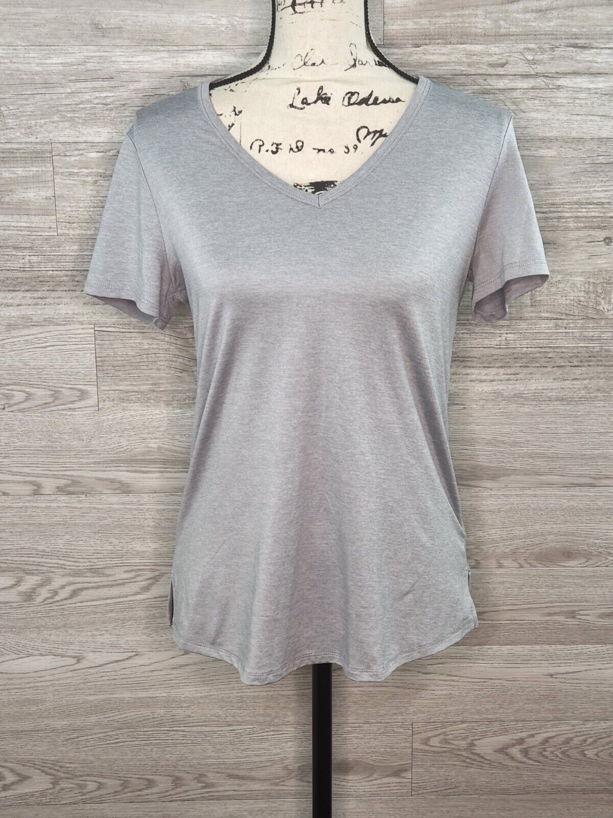 90 Degree Women's Heather Navy Heather Gray 2-Pack Short Sleeve V-Neck Size Small