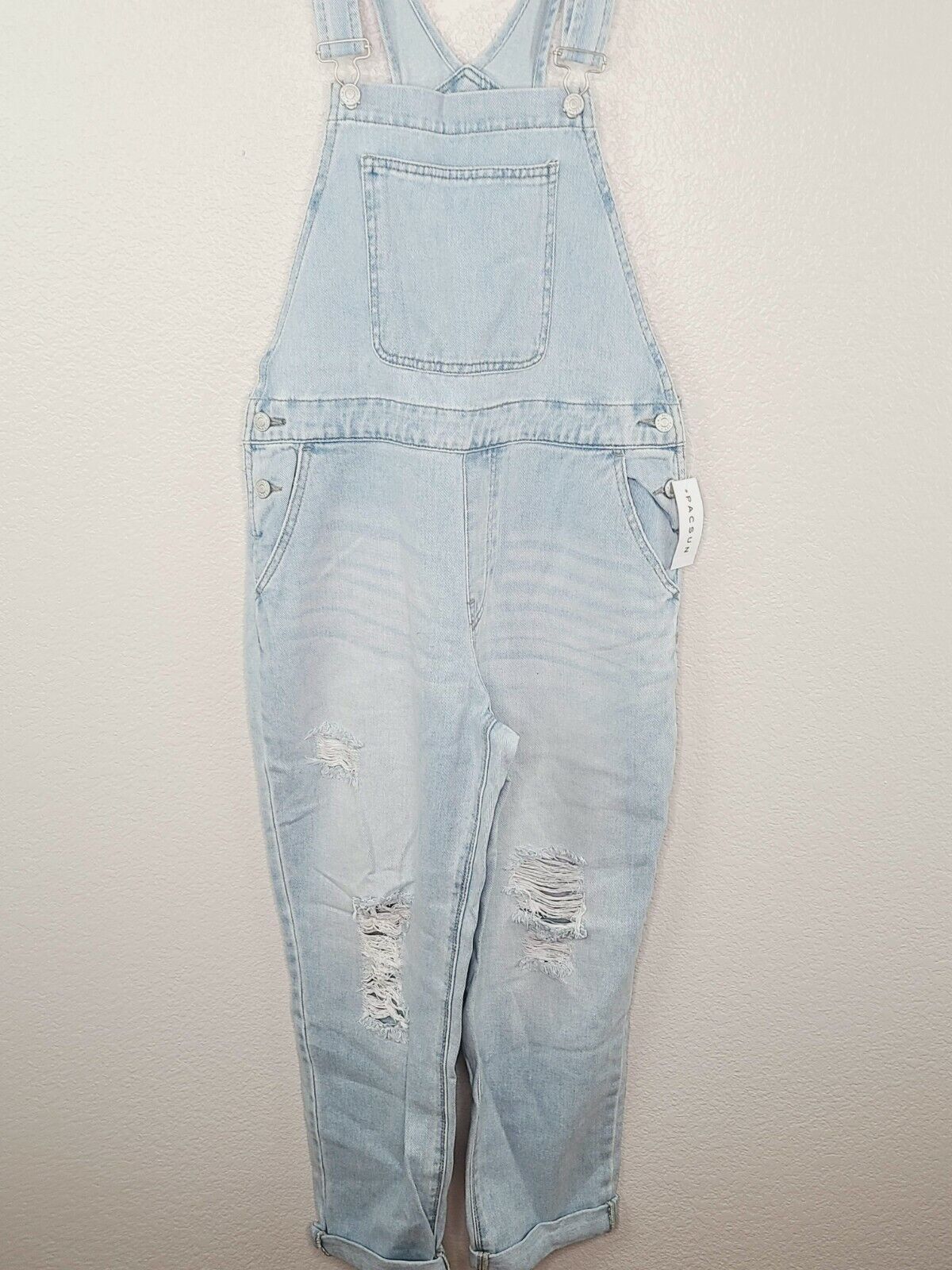 PacSun L.A. Women's Horizon Washed Distressed Baggy Overalls Size Medium