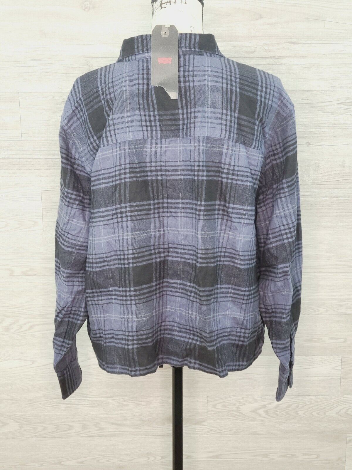 Levi's Women's Maple Cotton Plaid Blue Long Sleeve Flannel Shirt Size Large