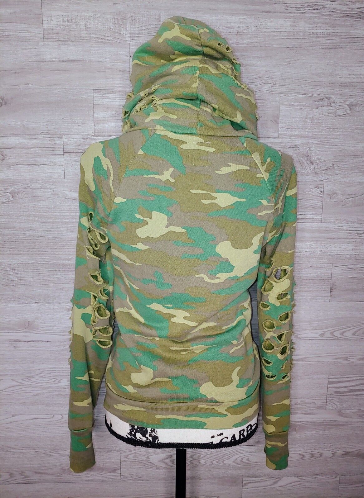 NSF Lisse Preloved Destroyed Camo Hoodie Distressed Sweatshirt Women's Size P (XS)