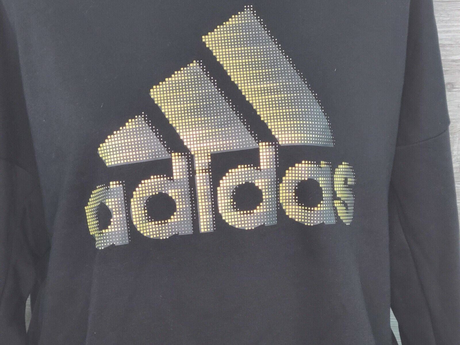 Adidas Women's ID Glam Sweat Black & Gold Crew Neck Sweatshirt Size Large