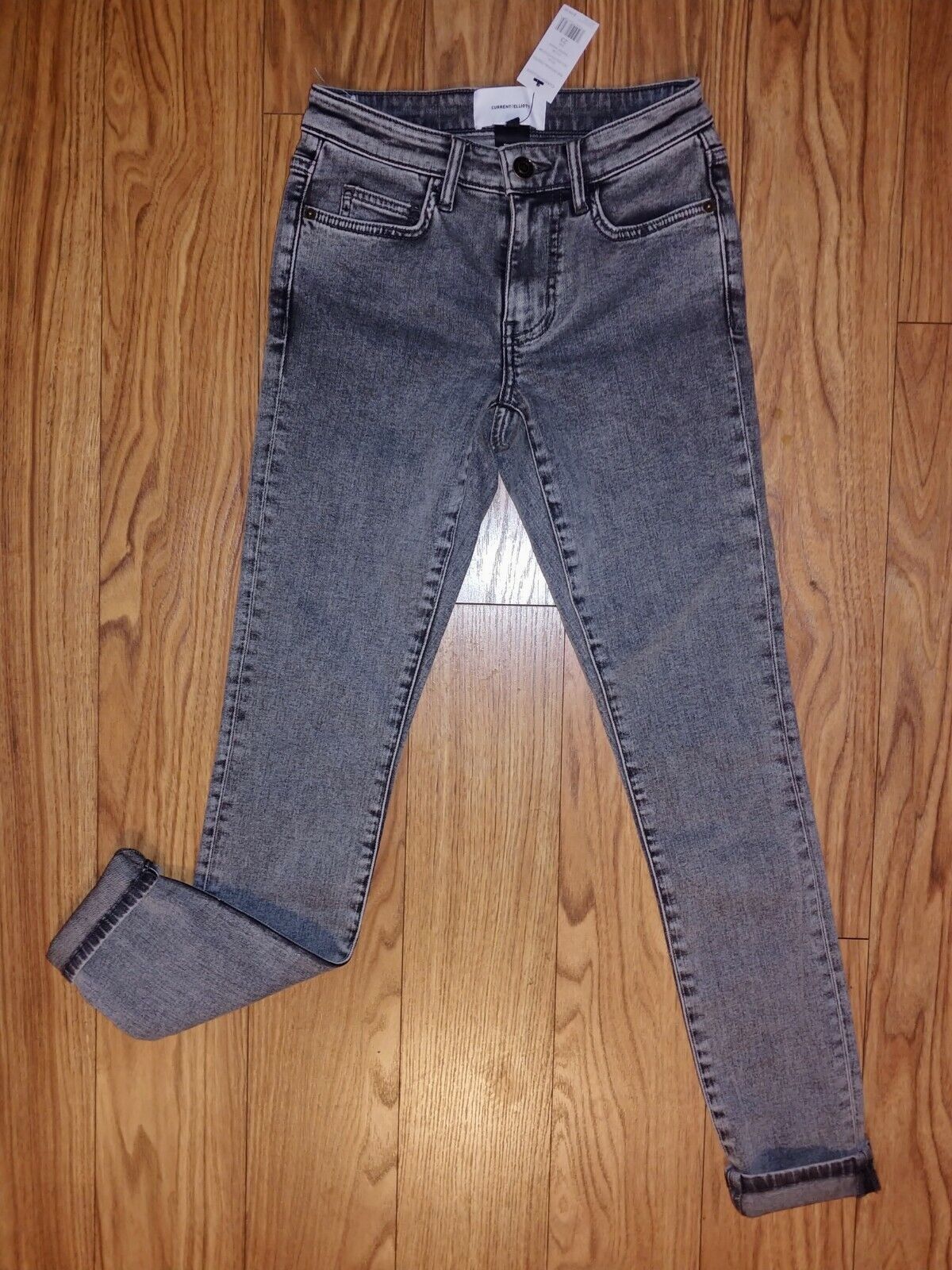 Current Elliott Stiletto Skinny High Rise Smoke Wash Grey Denim Jeans Size 23