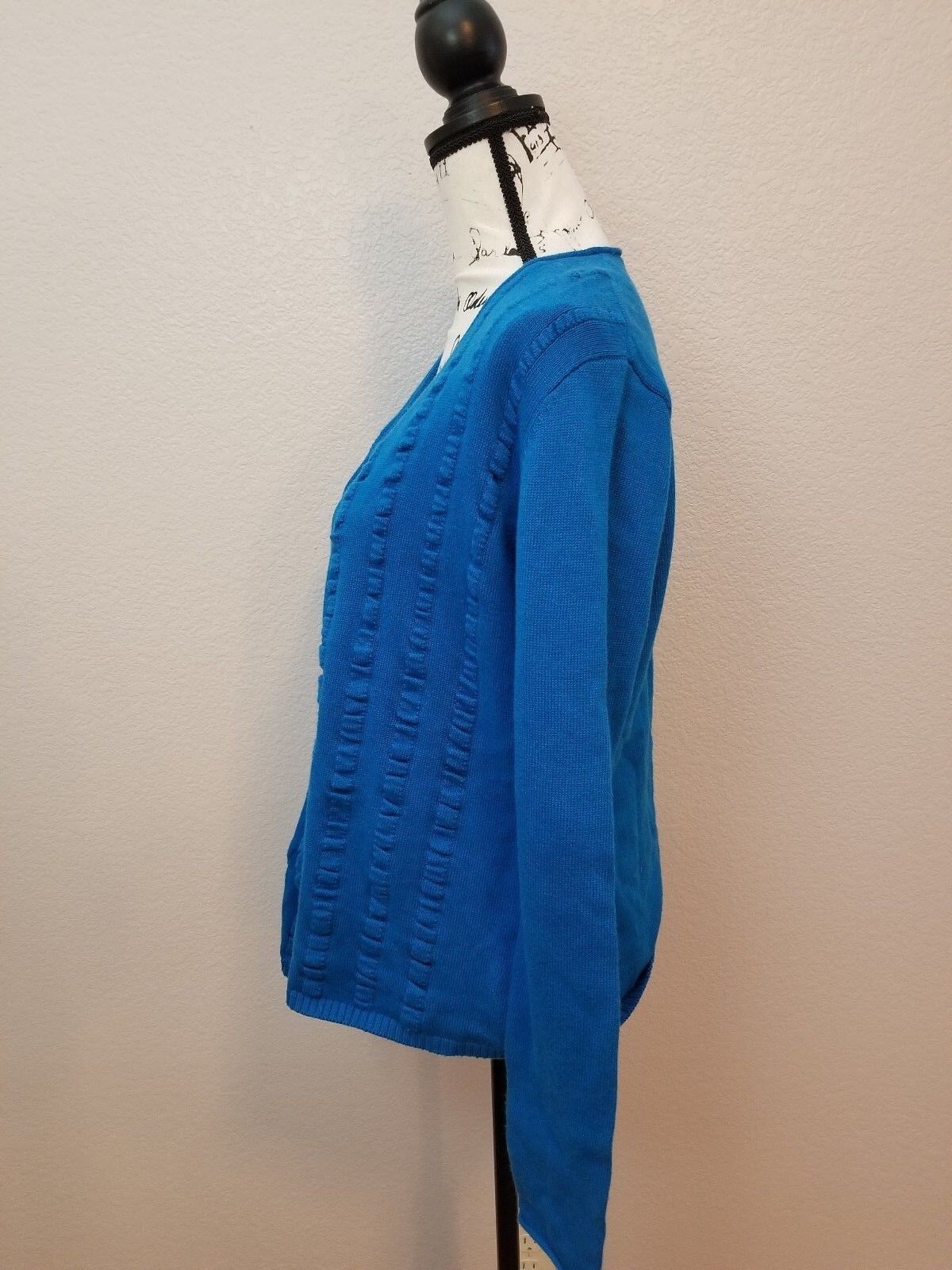 Anne Klein Women's Casual Long Sleeve Sweater Cardigan Blue Size Medium