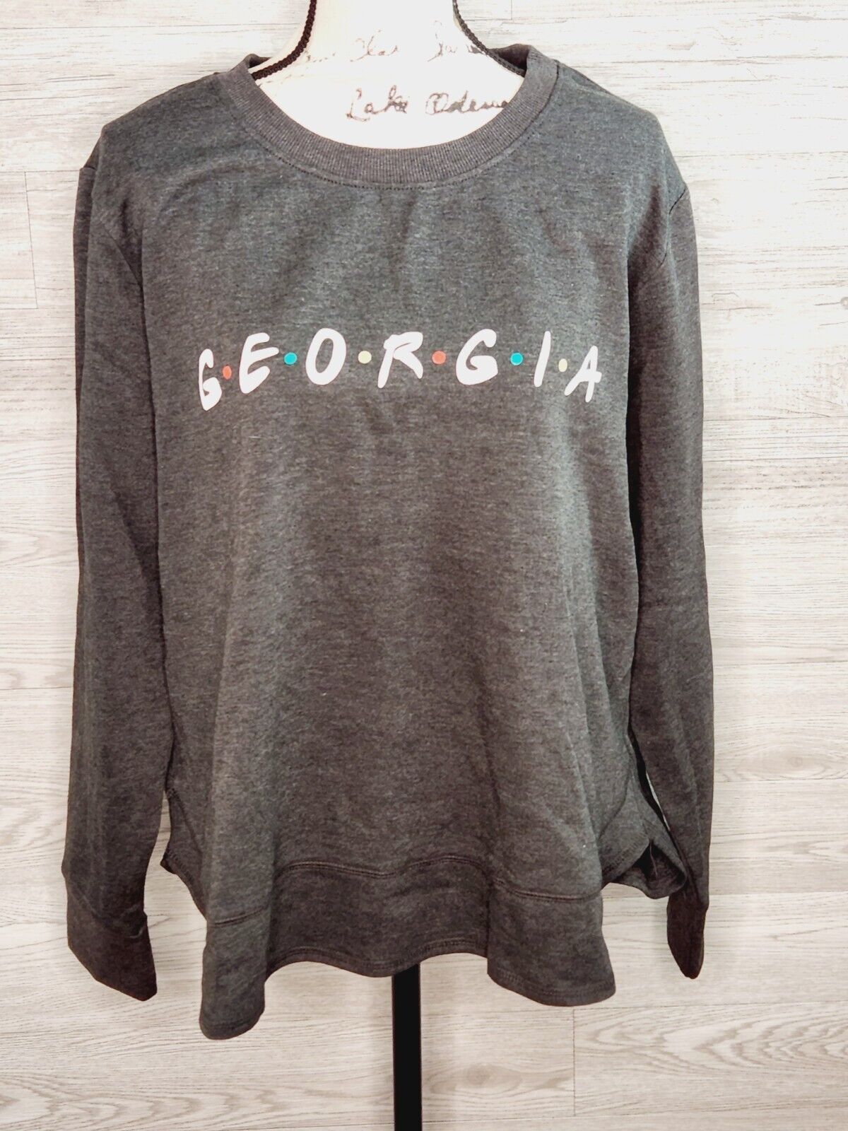 State of Mine Women's Gray & White Georgia Long Sleeve Sweatshirt Size XL