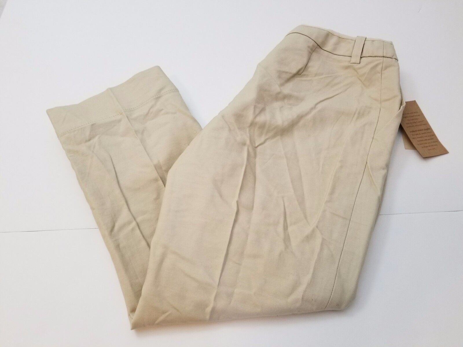 Coldwater Creek Women's Natural Waist Washed Poplin Capri Beige Size 8 Petite