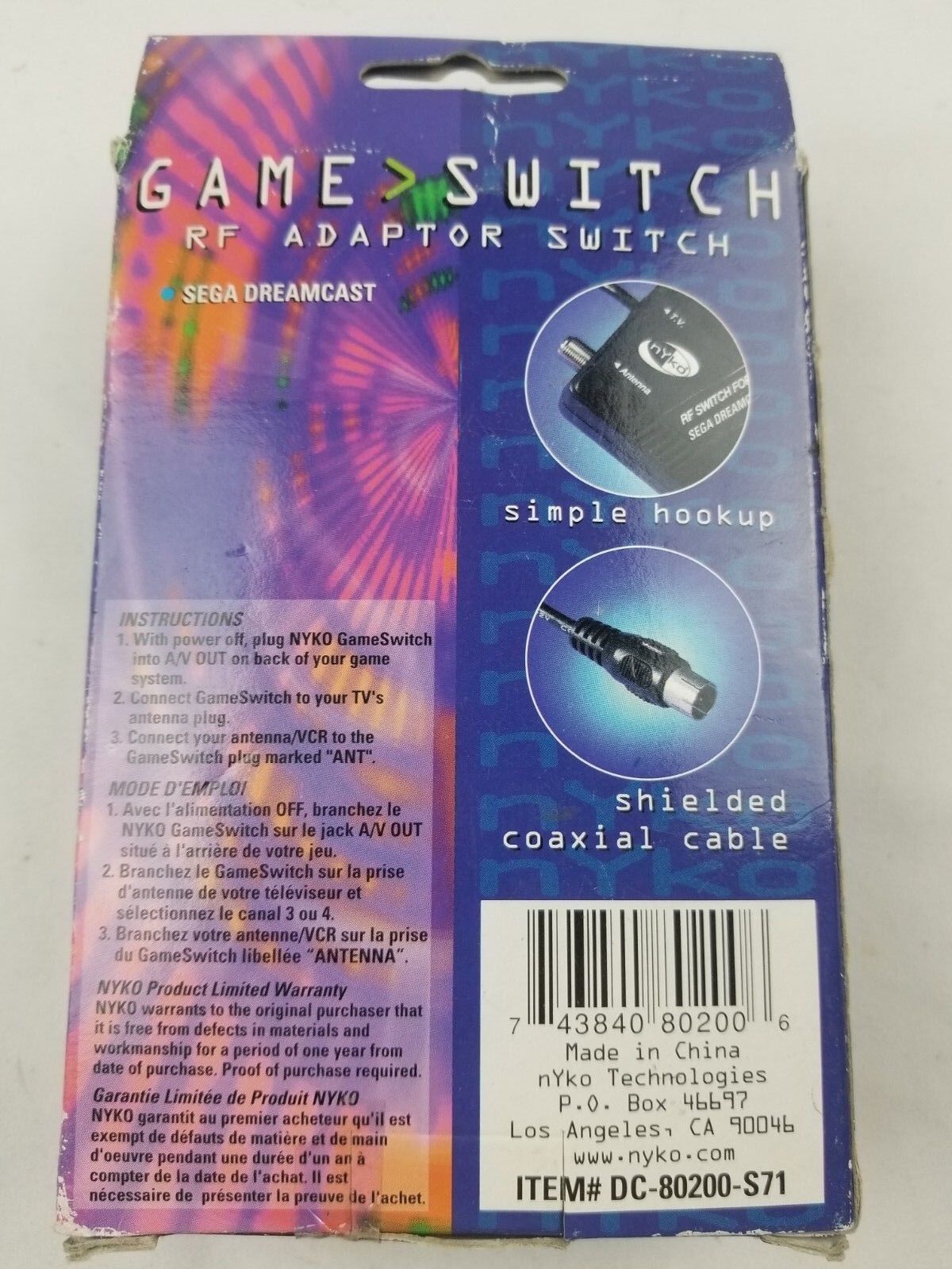 Nyko Game Switch RF Adaptor Switch for Sega Dreamcast - Open Box