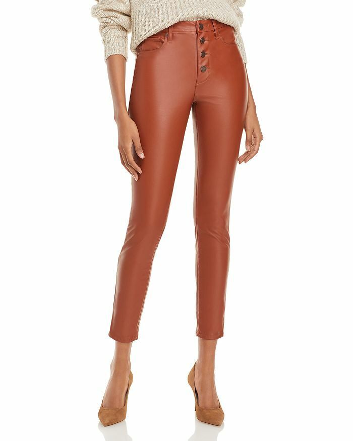 Blank NYC Women's Cognac Brown Button Fly Faux Leather Skinny Pants Size 24