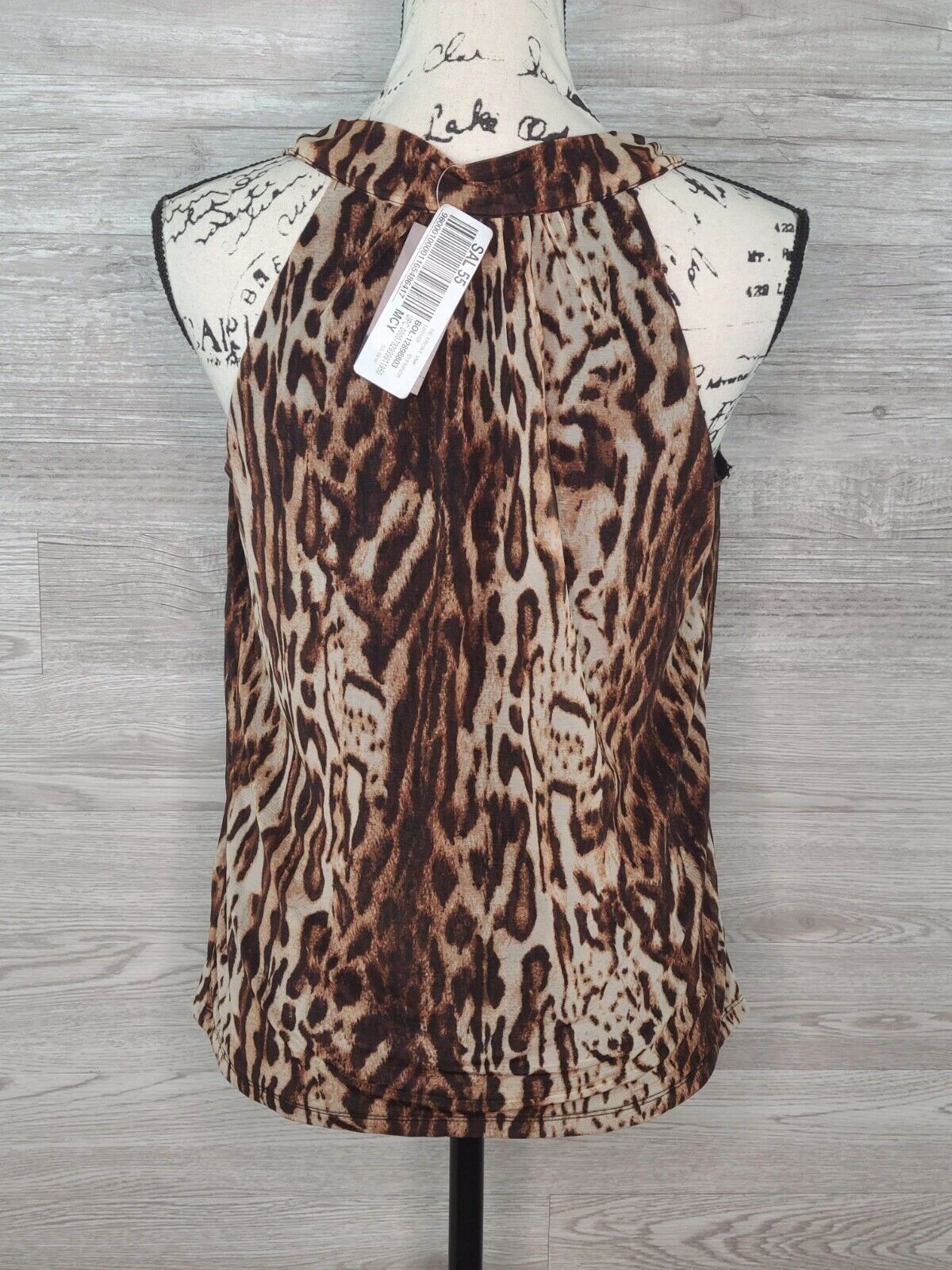 INC Women's Sleeveless Animal Print Tie-Front V-Neck Blouse Size Medium