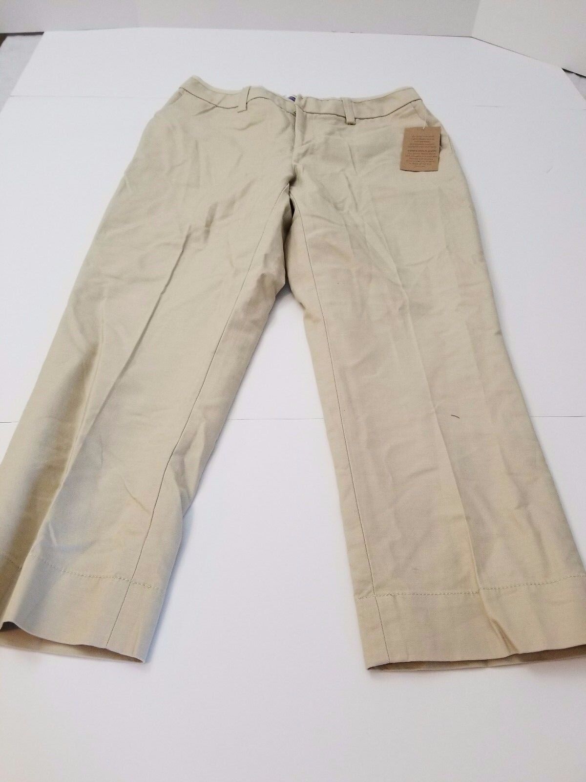 Coldwater Creek Women's Natural Waist Washed Poplin Capri Beige Size 8 Petite