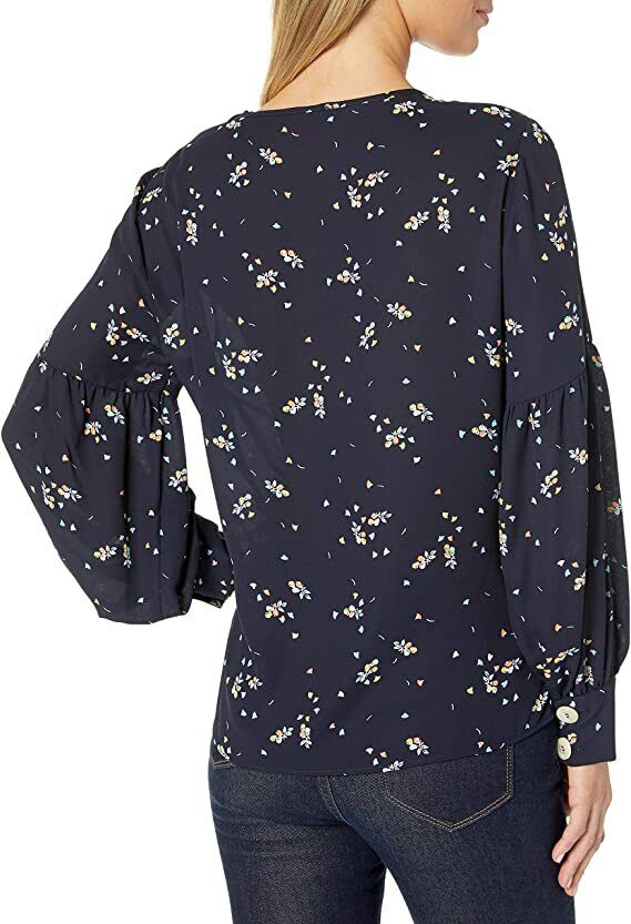 Vince Camuto Women's Floral Long Sleeve Button Shoulder Blouse Size XXS