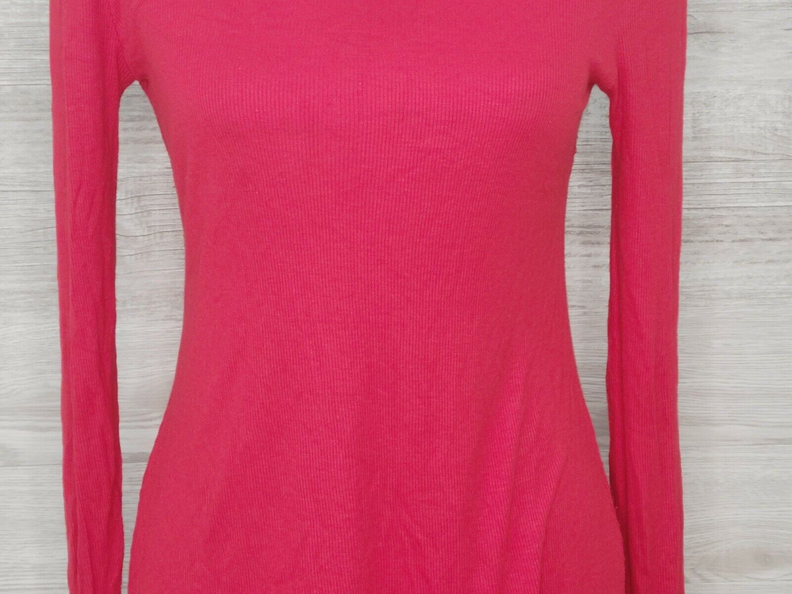 INC Women's Red Asymmetrical Hem Ribbed Long Sleeve Top Shirt Size XS