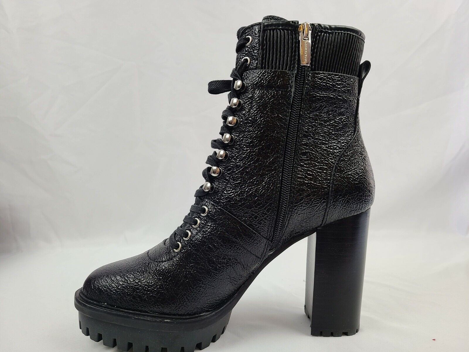 Vince Camuto Women's Ermania Black Leather Platform Lace-Up Boots Size 9M