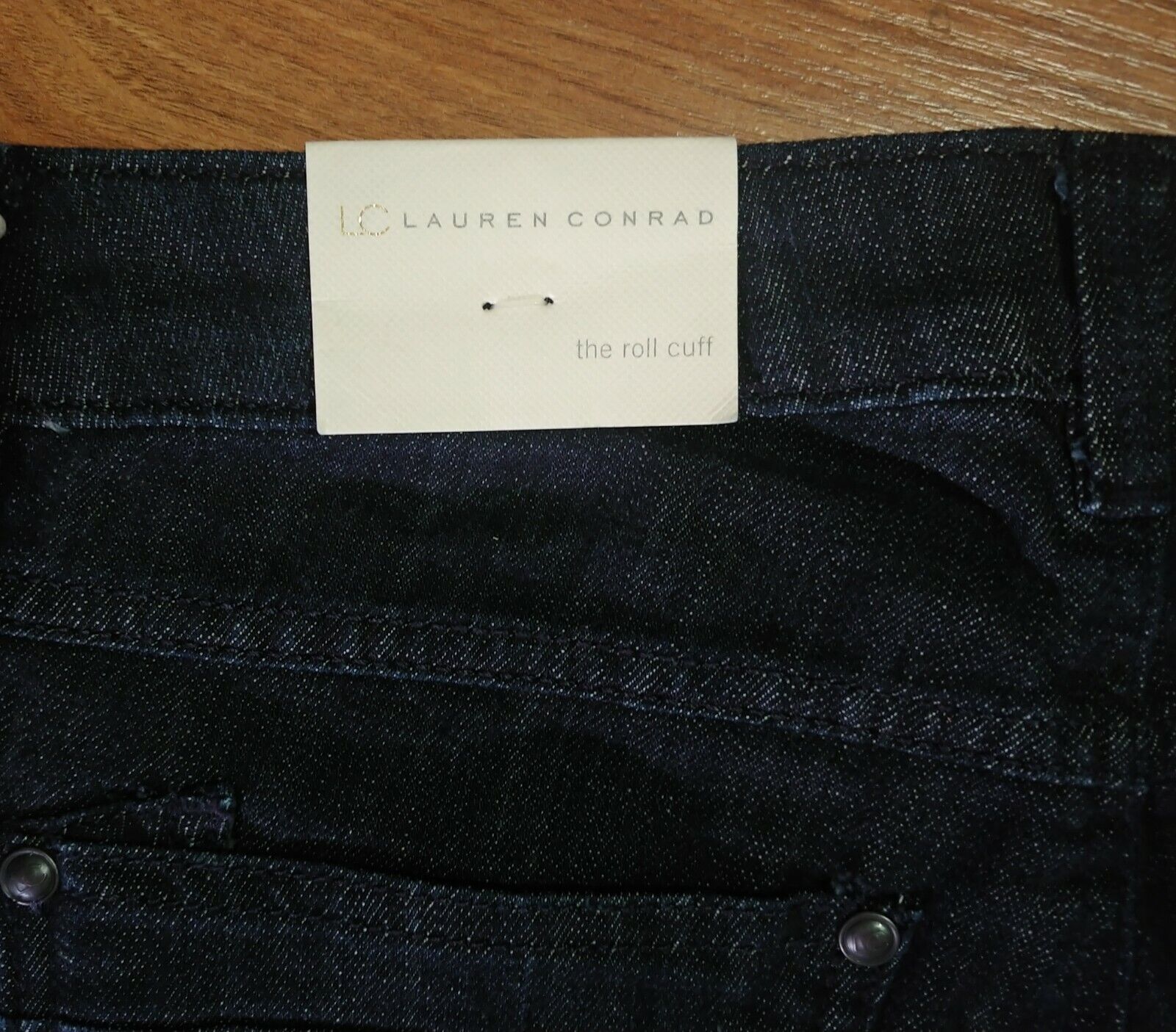 LC Lauren Conrad The Roll Cuff Dark Wash Boyfriend Straight Denim Jeans Size 4