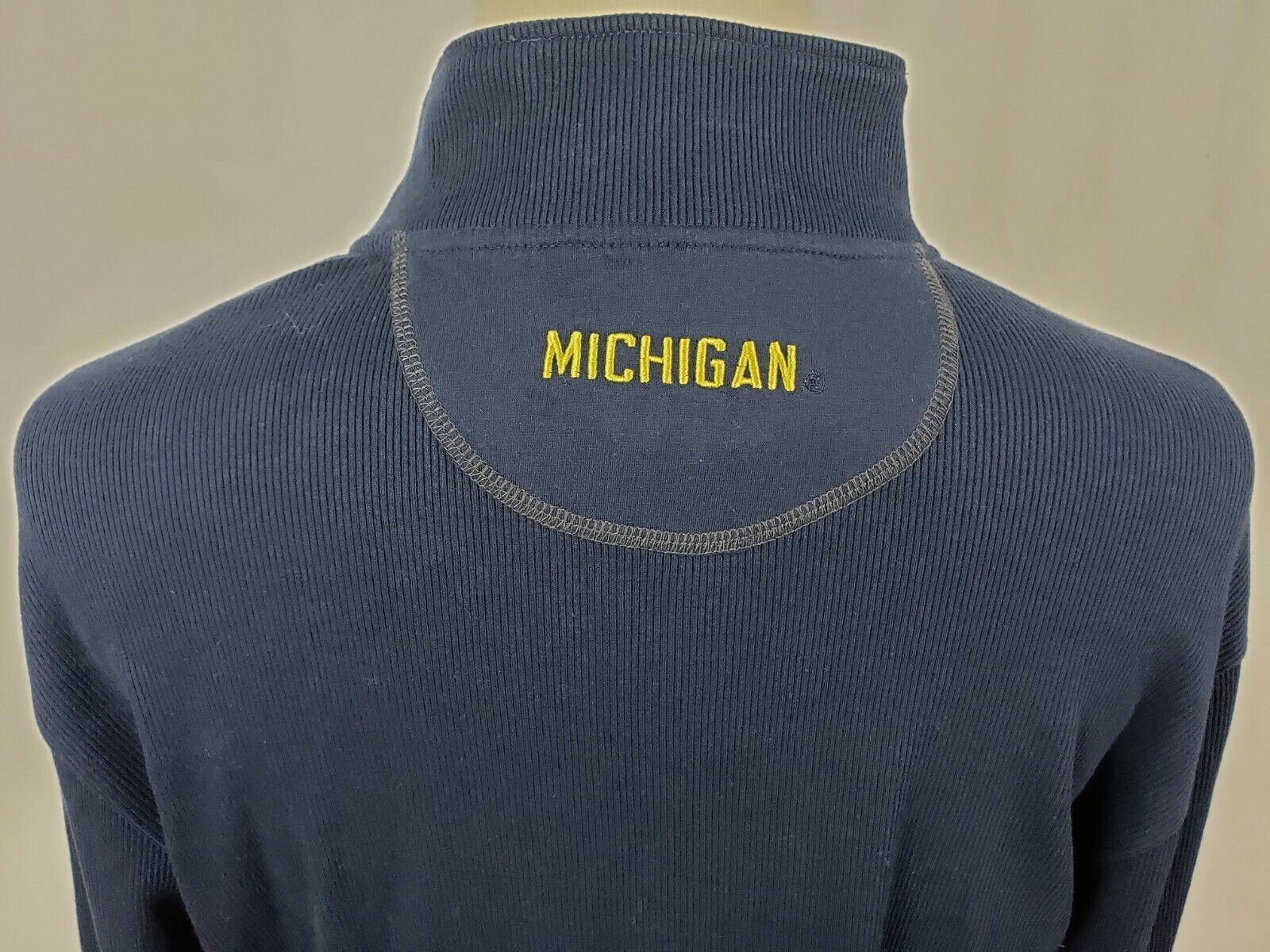 Michigan Wolverines Chiliwear Men's Full Zip Ribbed Blue Sweatshirt Size Large