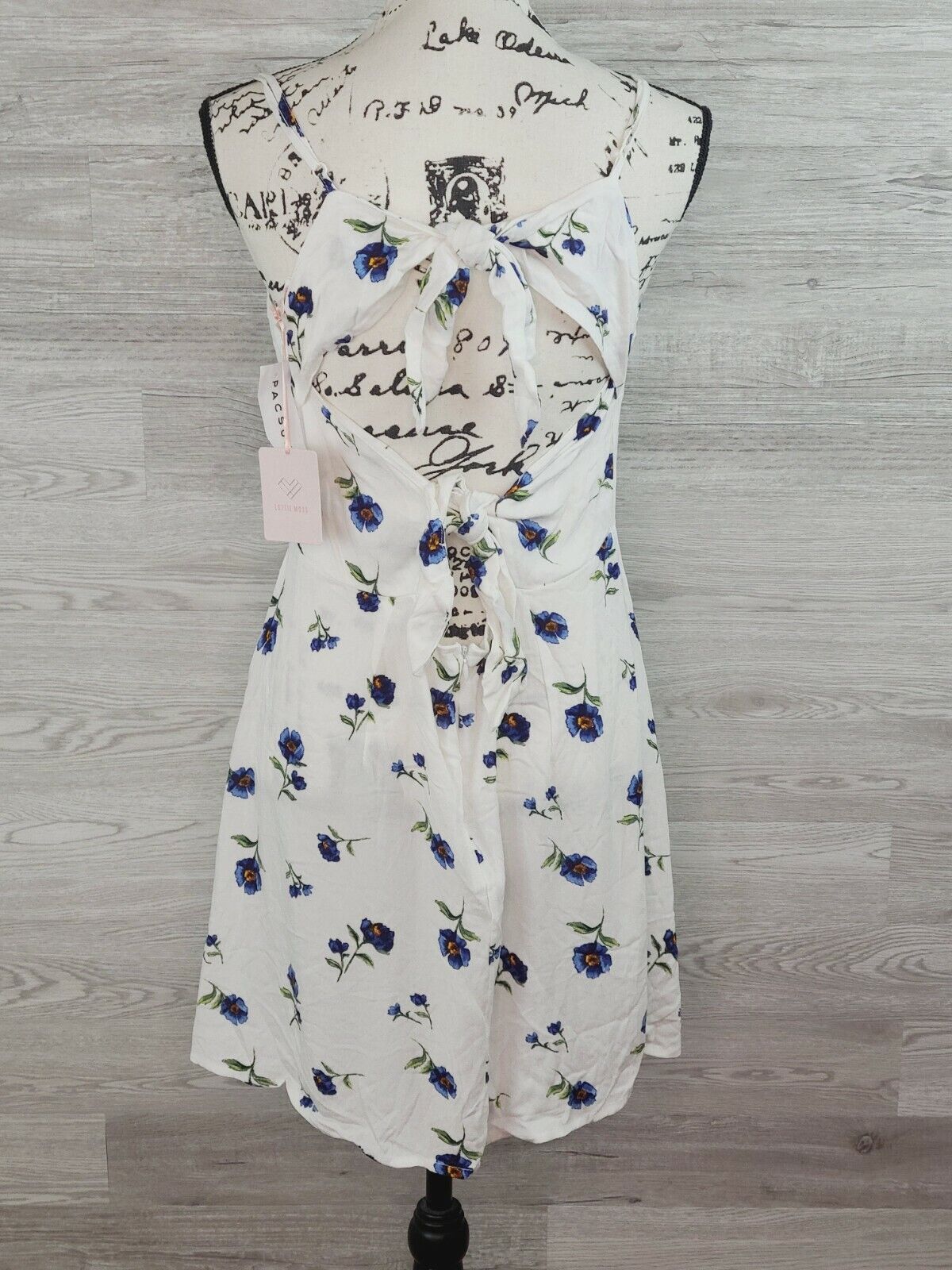 Lottie Moss Women's White with Floral Pattern Double Tie Dress Size Large