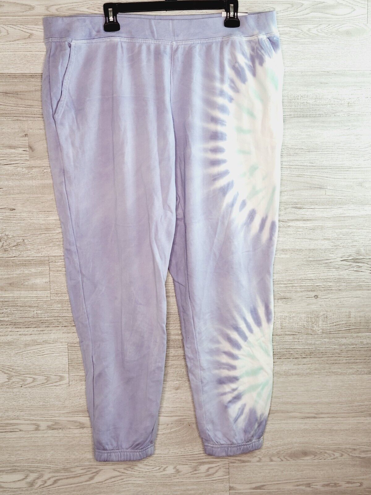 Wildfox Peri Shibori Women's Multicolor Tie-Dye Relaxed French Terry Joggers Size XXL