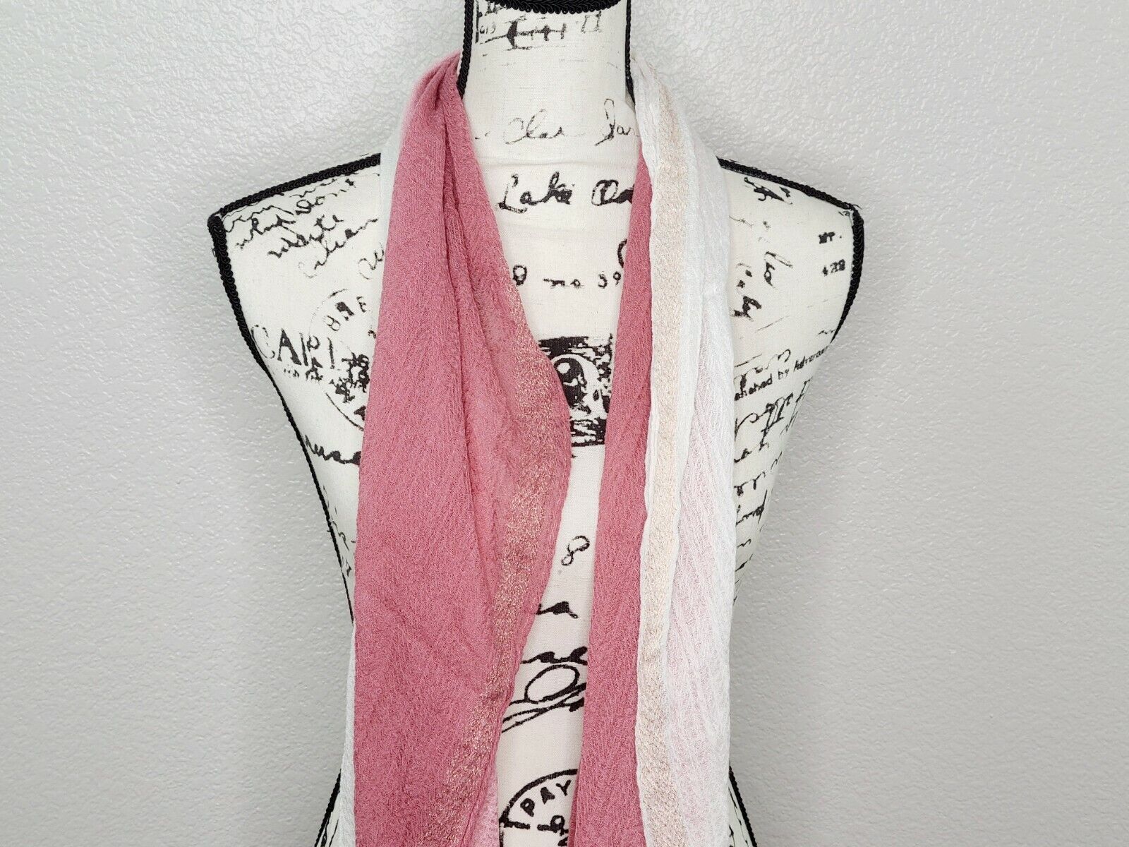 INC International Concepts Ombre Pink & White Tissue Weight Tassel Scarf